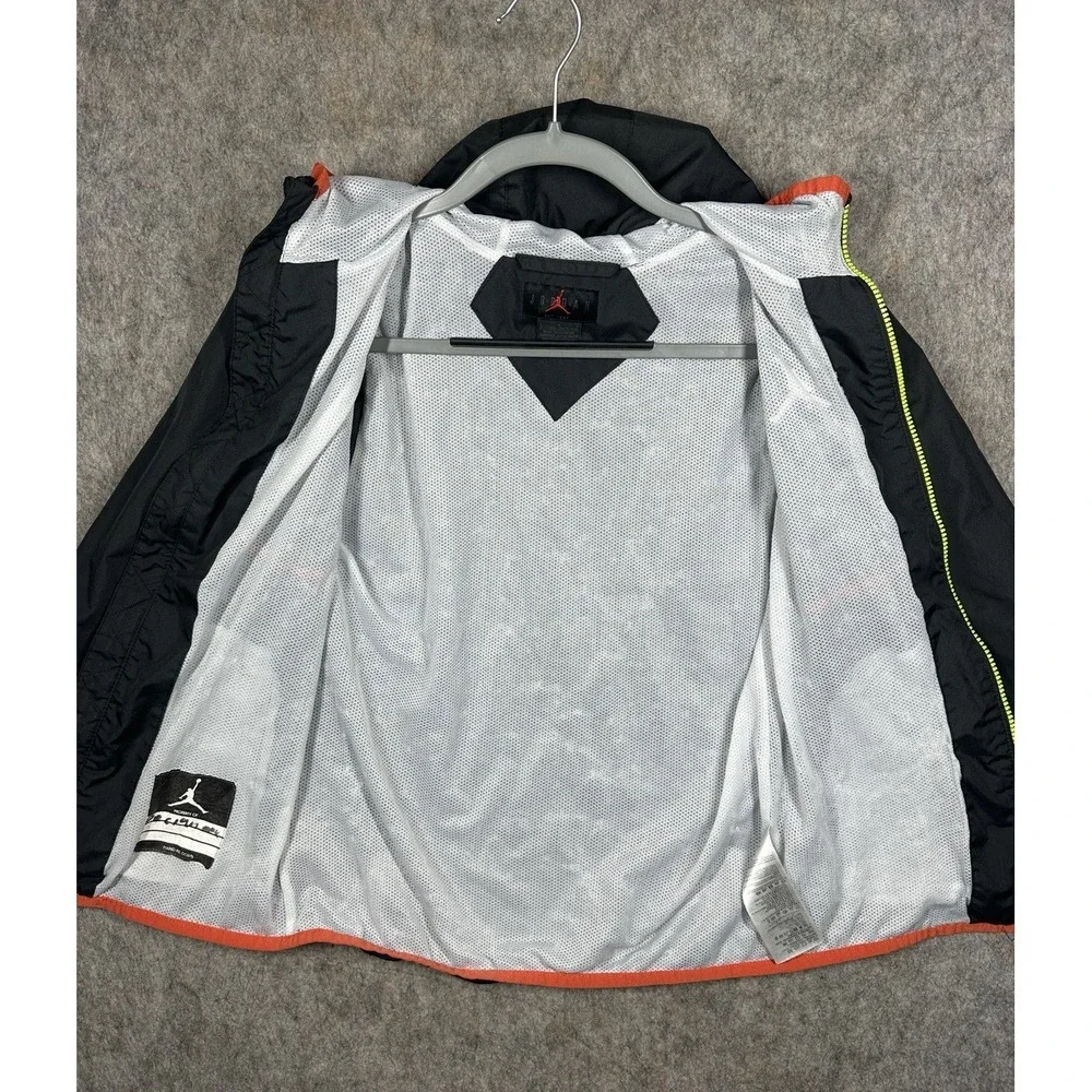 Jordan Boys Windbreaker Jacket Youth L 12-13 Black Orange Neon Full Zip